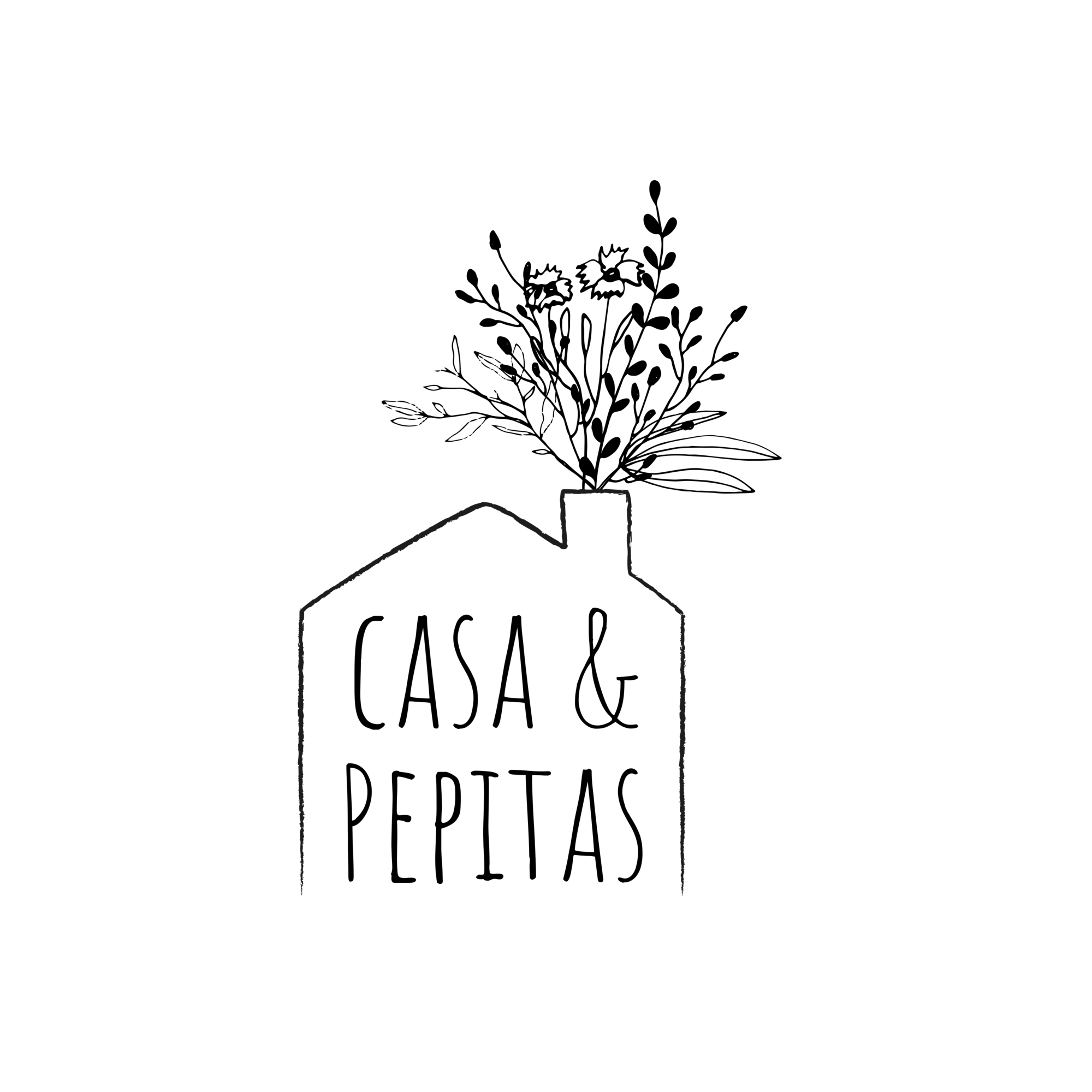 Logo Maison avec bouquet de fleurs de Casa & Pépitas
